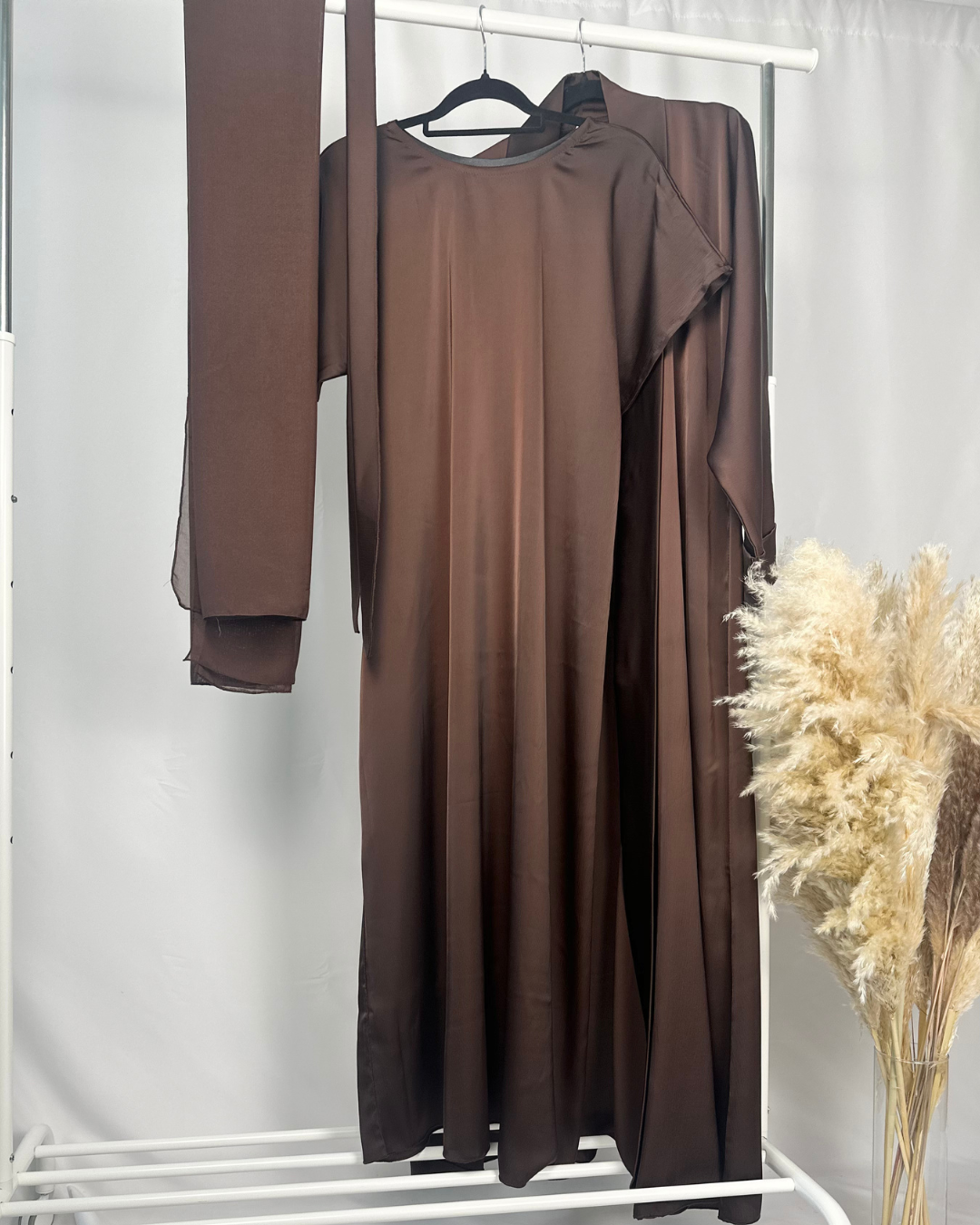 PREMIUM SATIN 4 PIECE - DARK BROWN - Modesty
