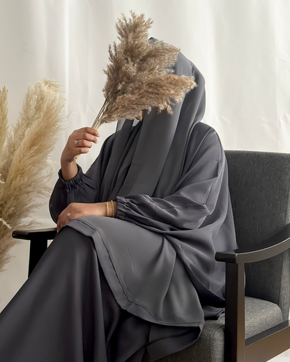 PREMIUM CLOSED FARASHA - CHARCOAL - Modesty