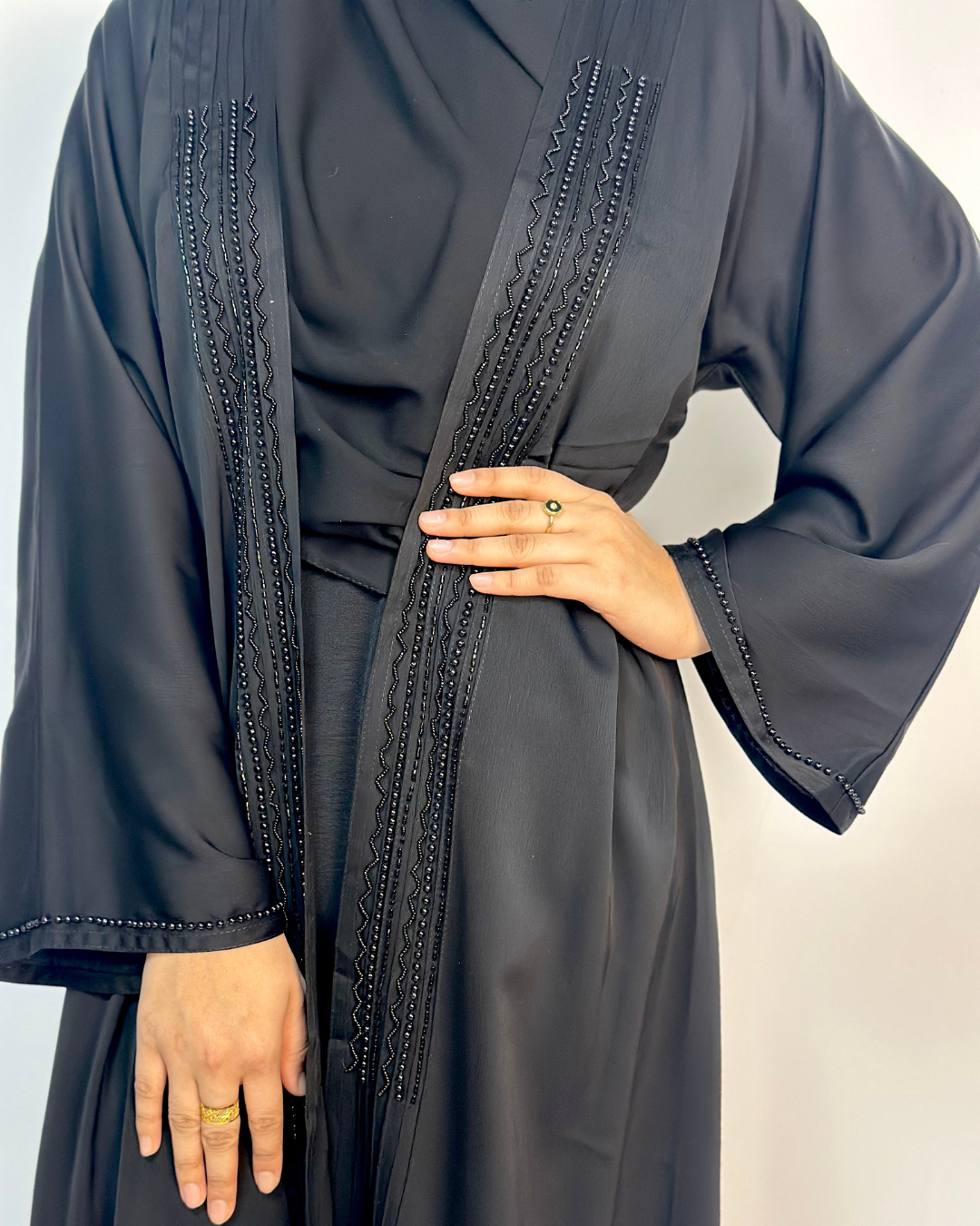 PEARL EMBELLISHED 4 PIECE - BLACK - Modesty