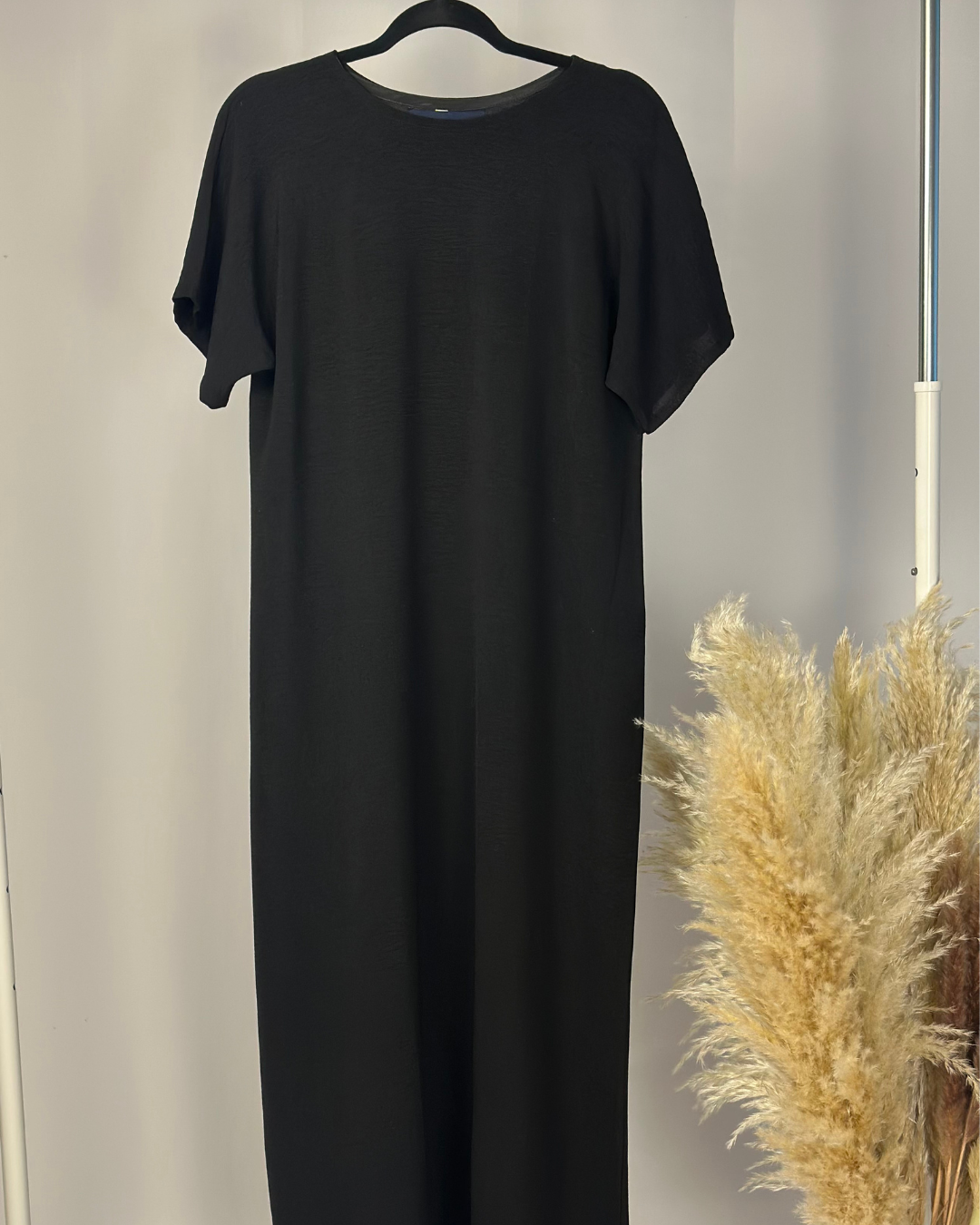 INNER SLIP DRESS SHORT SLEEVE - BLACK - Modesty