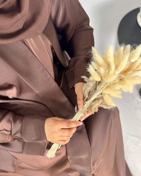 PREMIUM SATIN 4 PIECE - DARK BROWN - Modesty